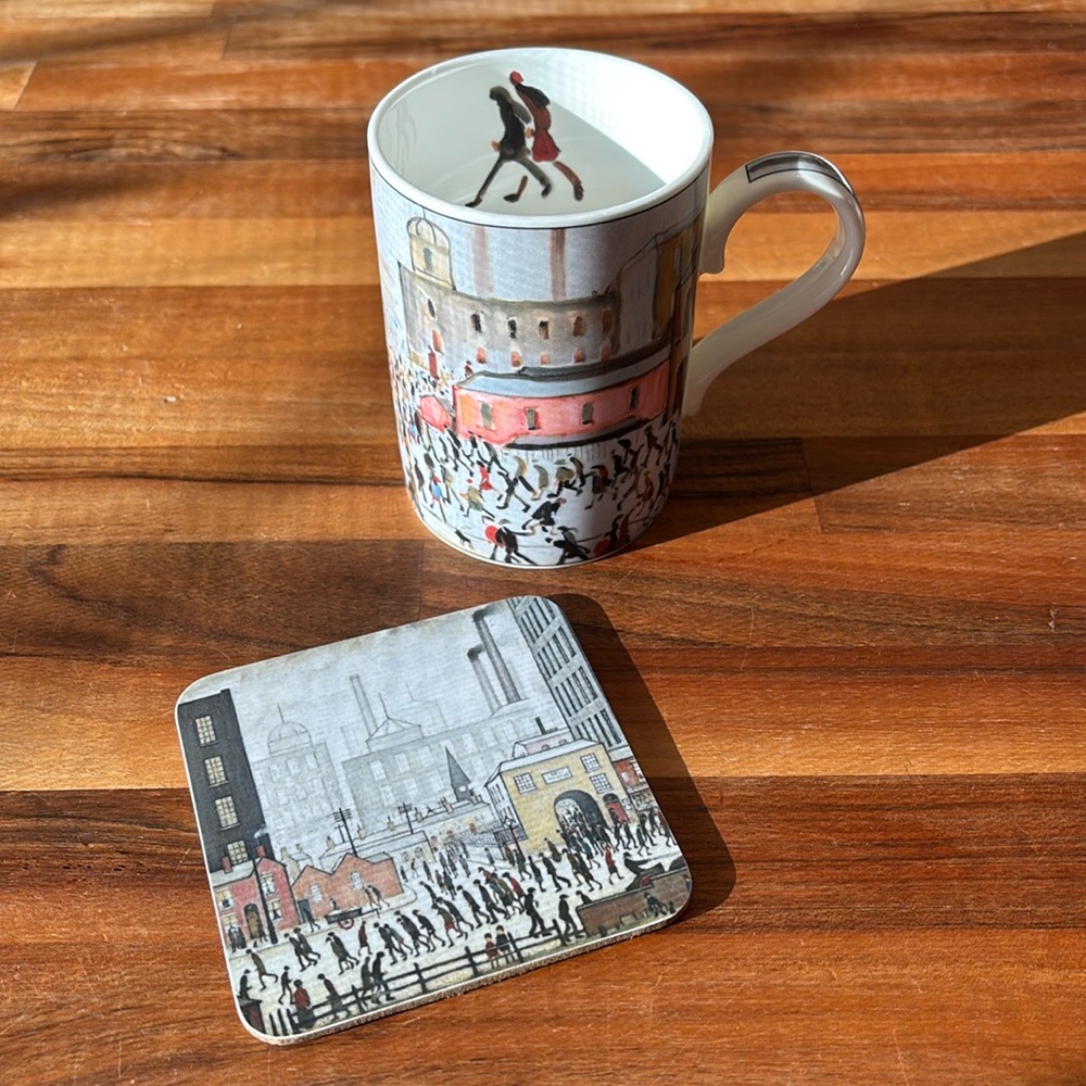 NWOT Lowry Collection “Going to Work” (1959) Mug and Coaster, Made in England